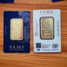 Réplica de barra de ouro PAMP Suisse 1 oz 999,9 lacrada com certificado digitalização de barras QR comprar usado  Enviando para Brazil
