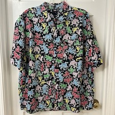 Camisa masculina arte colorida H&M KEITH HARING ESTAMPA TOTAL XXL BOTÃO PARA CIMA SS comprar usado  Enviando para Brazil