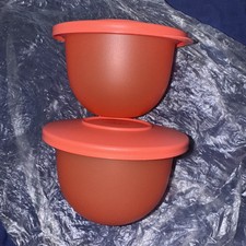 Conjunto de 2 mini tigelas Tupperware Impressions com vedações 550 ml/2,25 xícaras laranja novo comprar usado  Enviando para Brazil
