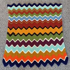 Cobertor vintage pequeno de crochê Chevron afegão vovó colo boho 36” X 32” comprar usado  Enviando para Brazil