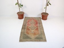 Tapete de área turco vintage feito à mão 2,9x5,8 pés – tapete de lã verde vermelho, oriental  comprar usado  Enviando para Brazil