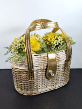 Bolsa de mão vintage MCM cesta de flores de plástico ouro branco com tampa articulada anos 60 comprar usado  Enviando para Brazil