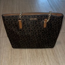 Bolsa tote marrom Calvin Klein com monograma CK comprar usado  Enviando para Brazil