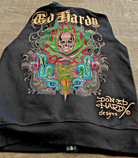 Moletom com capuz vintage Christian Audigier X Ed Hardy SKULL com zíper e strass. comprar usado  Enviando para Brazil