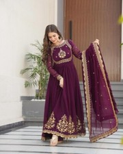 Vestido Georgette falso vinho vestido de casamento lançamento com dupatta para mulheres comprar usado  Enviando para Brazil
