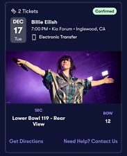 Two tickets billie for sale  Fullerton