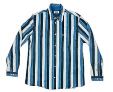 Camisa masculina manga longa Tommy Jeans Tommy Hilfiger tamanho G listrada azul e branca, usado comprar usado  Enviando para Brazil