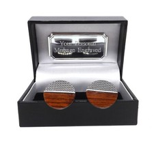 Pulido Madera y Gris Gunmetal Hombre Boda Gemelos En Caja Personalizada comprar usado  Enviando para Brazil