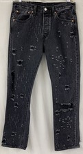 Usado, Jeans reto masculino Levi's preto arte botão desgastado mosca 501 tamanho 31 X 32 comprar usado  Enviando para Brazil