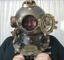 Casco subacqueo 18" finitura antica ottone Scuba Maritime US Navy Mark V Divers comprar usado Casco subacqueo 18" finitura antica ottone Scuba Maritime US Navy Mark V Divers comprar usado  Enviando para Brazil