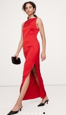 Vestido maxi Banana Republic coluna de cetim stretch vermelho tamanho 4 novo sem etiquetas RT $250 comprar usado  Enviando para Brazil