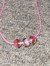 Kunstlederkette rose perlen gebraucht kaufen  Deutschland