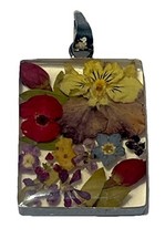 Pingente de acrílico vintage de prata esterlina com flores secas  comprar usado  Enviando para Brazil
