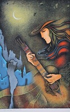Zina Rothman Roitman Firmado a Mano Serigrafía Ap Edición Playing Guitarra Luna comprar usado  Enviando para Brazil