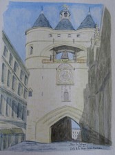 Aquarelle originale porte d'occasion  Vaires-sur-Marne