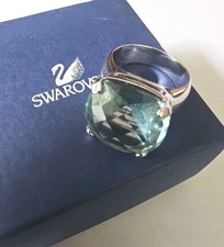 Usado, Anel Swarovski Swan Hallmarked Copyright azul água-marinha tom prata tamanho 7 comprar usado  Enviando para Brazil