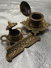 Antique brass inkwells for sale  PAISLEY