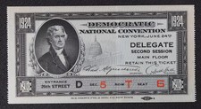 Ingresso de delegado da Convenção Nacional Democrata de 1924, retrato de Thomas Jefferson comprar usado  Enviando para Brazil