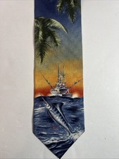Gravata Tropicals by Tango 58” gravata de seda gráfica multicolorida barco de pesca de peixes, usado comprar usado  Enviando para Brazil