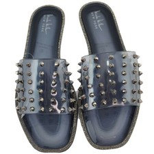Sandálias Slides Nicole Miller New York Fonzie Feminina 9 Senhoras Preta Prata Spikes  comprar usado  Enviando para Brazil