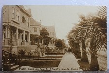 Cartão postal antigo vintage com vista para cartão California CA Santa Rosa Fourth Street Palm Trees, usado comprar usado  Enviando para Brazil