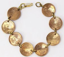 Vintage Lincoln Wheat 1 centavo 8 moeda real cobre 8" pulseira da moda 1 centavo comprar usado  Enviando para Brazil