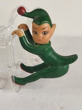 Cabide de copo de borracha verde vintage Natal Pixie Elf escalador , usado comprar usado  Enviando para Brazil
