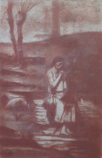 Antico disegno sanguigna usato  Torino