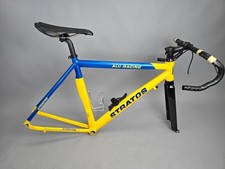 Zestaw ram Stratos rower szosowy aluminium włókno węglowe 54 cm żółty niebieski frame set kierownica, używany na sprzedaż  Wysyłka do Poland