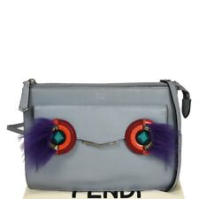 BOLSA FENDI BUGS Monster bolsa de ombro couro azul claro cinza prata Itália 87SH066 comprar usado  Enviando para Brazil