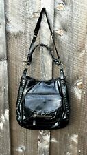 Bolsa tote/bolsa de mão Abaco Paris França - Couro preto com tachas de bronze - 3 bolsos comprar usado  Enviando para Brazil
