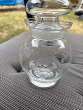 Etched glass jar for sale  COWES