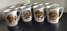 Usado, Conjunto de 8 canecas de café vintage pássaro caça pato codorna snipe faisão aros dourados comprar usado  Enviando para Brazil