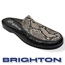 Brighton Mules Feminino Tamanho 10 Médio Preto Estampa de Cobra Couro Usado $285 comprar usado  Enviando para Brazil