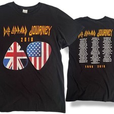 Camiseta Journey & Def Leppard 2018 Tour Concert PEQUENA Preta Palhetas de Guitarra Bandeiras, usado comprar usado  Enviando para Brazil
