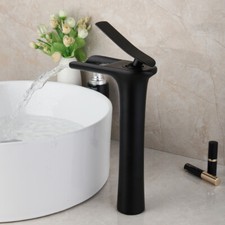 Torneiras de pia de banheiro RE preto bico largo misturador cachoeira torneira deck montado comprar usado  Enviando para Brazil