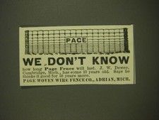 1899 page woven for sale  Madison Heights
