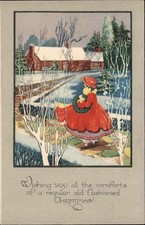 Cartão postal vintage Natal art déco casa de menina cabine de madeira, usado comprar usado Cartão postal vintage Natal art déco casa de menina cabine de madeira, usado comprar usado  Enviando para Brazil