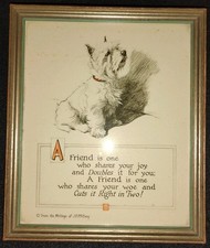 Antigo c1930 WEST HIGHLAND TERRIER BUZZA LEMA IMPRESSÃO Cão da Amizade-6,75 X 5,75 comprar usado  Enviando para Brazil