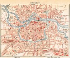 Wrocław Breslau Oryginalna mapa Silesia plan miasta POLAND 1887 Polska Germany na sprzedaż  Wysyłka do Poland