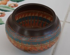 NAVAJO nativo americano por dentro e por fora vaso de arte gravado assinado MADEIRAS vintage em excelente estado usado comprar usado  Enviando para Brazil