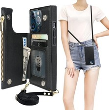 Funda Cartera iPhone 13 Pro Bocasal Bandolera Correa Negra Imitación Cuero segunda mano  Embacar hacia Mexico
