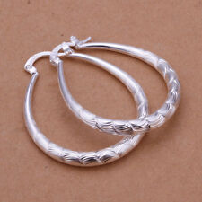 Novo Folheado A Prata Esterlina 925 Brincos De Argola Oval Lindo Casamento Jewellery comprar usado  Enviando para Brazil