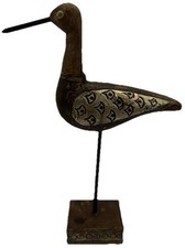 Isca vintage esculpida à mão em madeira de pássaro costeiro arte primitiva com bico de unhas. comprar usado  Enviando para Brazil