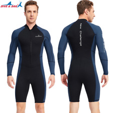 Usado, Roupas de mergulho masculinas Keep Warm 1,5 mm neoprene zíper frontal manga longa mergulho curto comprar usado  Enviando para Brazil