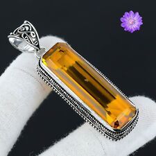 Colgante de plata de ley 925 con piedras preciosas de citrino amarillo hecho a mano joyería fina regalo segunda mano  Embacar hacia Mexico