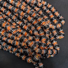 Vintage Estilo Veneziano Miçangas Vidro Preto Velho Africano Chevron Miçangas Longa Strand comprar usado  Enviando para Brazil