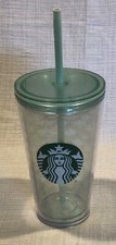 Starbucks 16 oz Grande Copo Frio Acrílico Espuma do Mar Tampa Verde Escamas de Sereia Palha, usado comprar usado  Enviando para Brazil