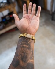 Pulseira masculina de elos cubanos folheada a ouro 18K com fecho de caixa de hip hop de 10 mm joias comprar usado  Enviando para Brazil