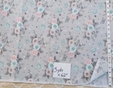 Gray floral fabric for sale  Essex